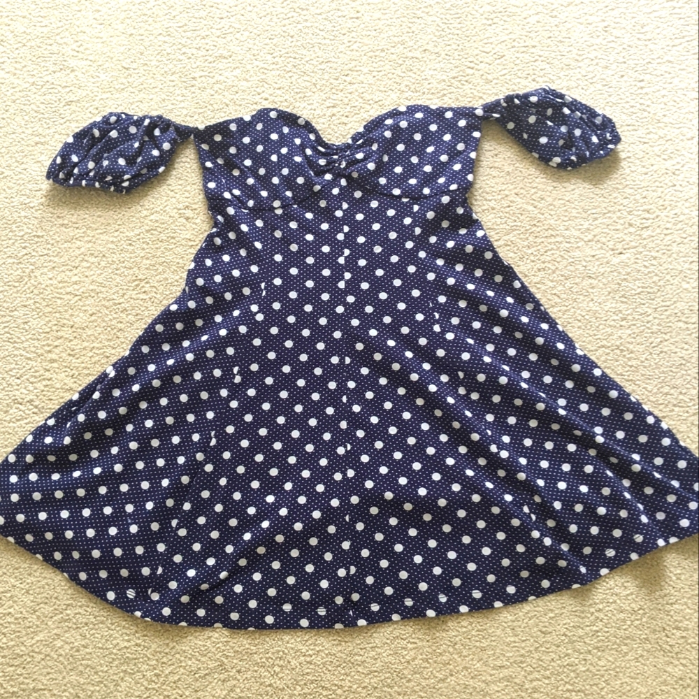 Polka dot off the shoulder dress